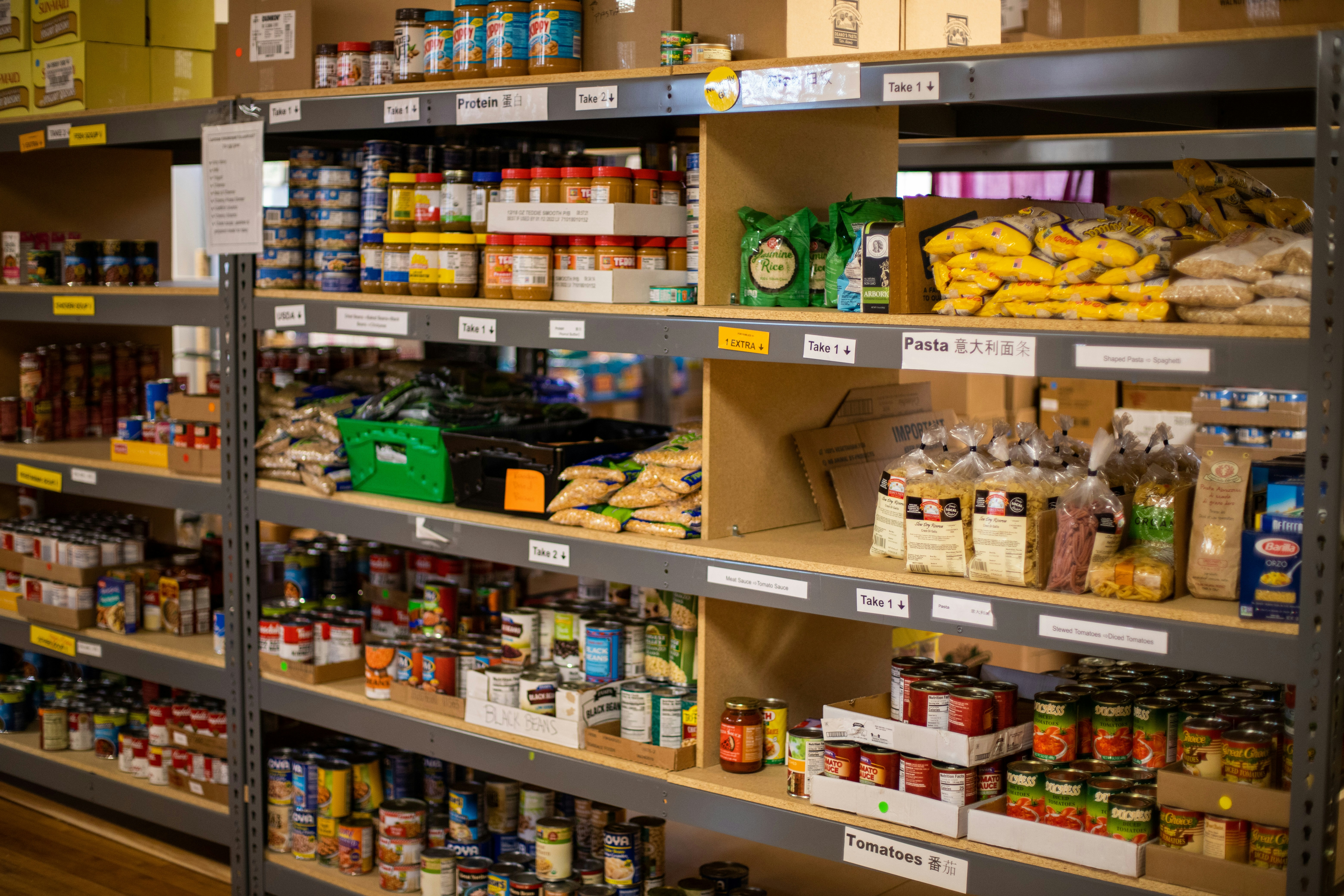 Volunteer stocking shelves